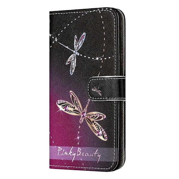 För Xiaomi Redmi Note 13 4G Telefonfodral Läder 3D Mönster Magnetiskt Folio Omslag Multicolor Dragonflies