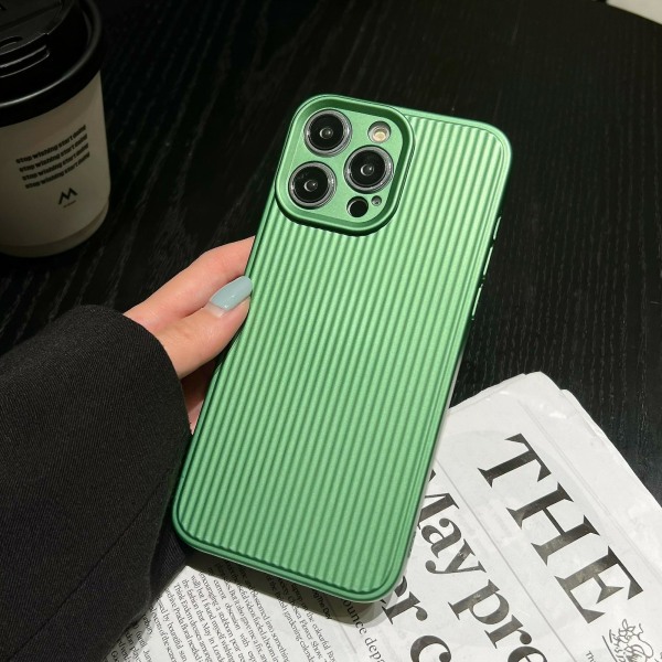 För Iphone 14 Pro Max Stripes Textured Cell Phone Cover Galvanisering Mjukt Tpu- case Green