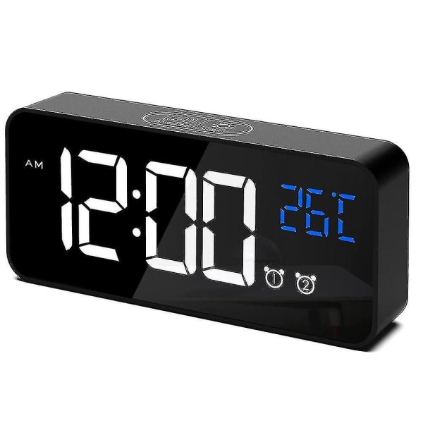 Stort digitalt vækkeur til synshandicappede - Stort elektrisk ur til soveværelset, Jumbo nummerdisplay, Fuldt dæmpbar lysstyrke, USB-porte Black