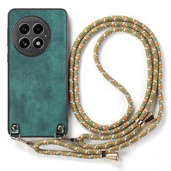 Retro læder telefoncover til OnePlus 13 med justerbar rem Multicolor Style D