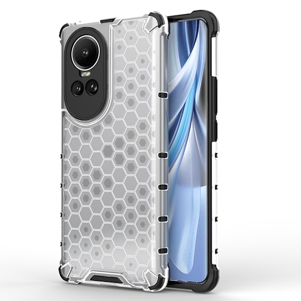 För Oppo Reno10 5g Honeycomb Texture Cover Drop-proof Tpu+pc phone case Grey