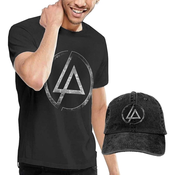 T-shirts, T-shirts, Linkin-park Klassisk T-shirt herr med tvättad denim baseballhatt Svart Black M