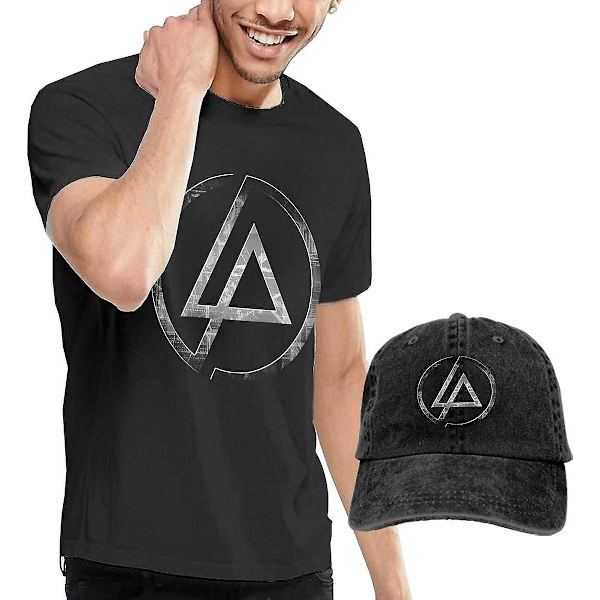 T-shirts, T-shirts, Linkin-park Klassisk T-shirt herr med tvättad denim baseballhatt Svart Black XXL