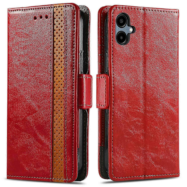 CASENEO 002-serien Fodral för Samsung Galaxy A06 Ställ Plånbok Splitsad PU Läder Omslag - Mörkbrun Multicolor Red