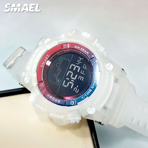 Smael Elektroniske Digitale Herreure Vandtæt Unisex Militær Sportsarmbåndsur Med Automatisk Dato Uge Led Display Hvid 8082 Orange