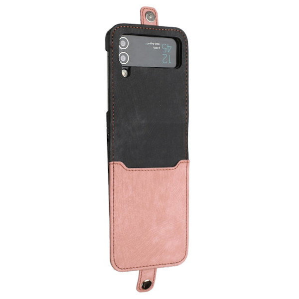 För Samsung Galaxy Z Flip3 5g Pu-läder+pc- case Korthållare Vikbart cover Pink