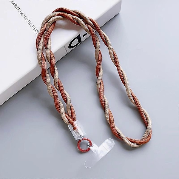 110cm Universell Telefonrem Dubbelfärgad Tvinnad Mobiltelefon Halsrem med Transparent Fästflik Multicolor Style F