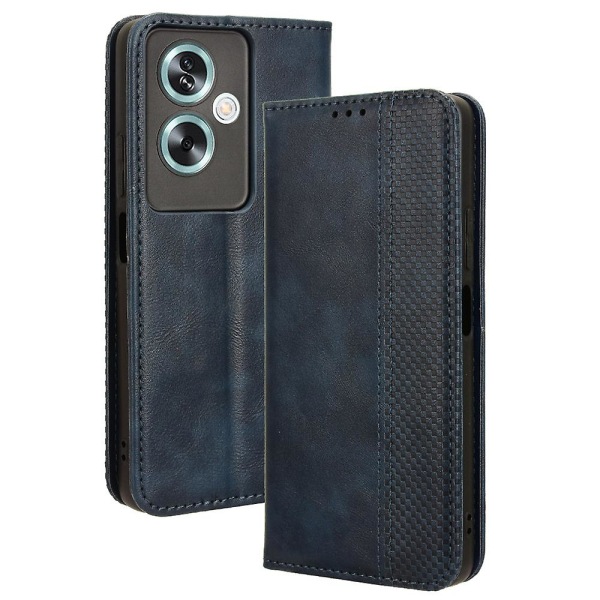 För Oppo A79 5g / A2 5g Case Retro Pu Läder Magnetisk automatiskt stängande cover Blue