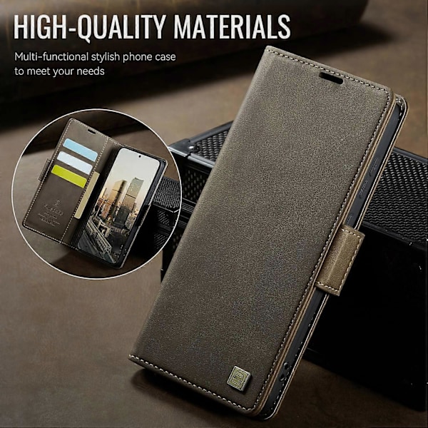 För Samsung Galaxy S23 Ultra Fodral AUTSPACE A11 RFID-blockerande Retro Läder Mobiltelefon Plånboksfodral Multicolor Brown