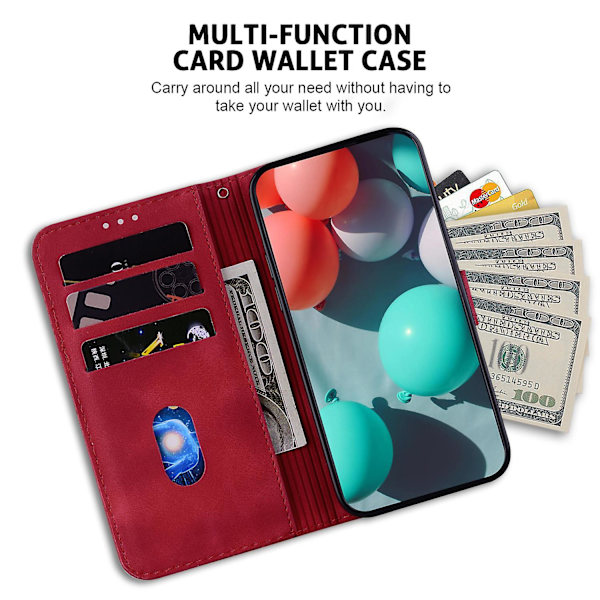 För Infinix Note 30i 4g Dammtät Pu-läder Phone case Ställ tryckt 7-formsmönster Flip Cover Red