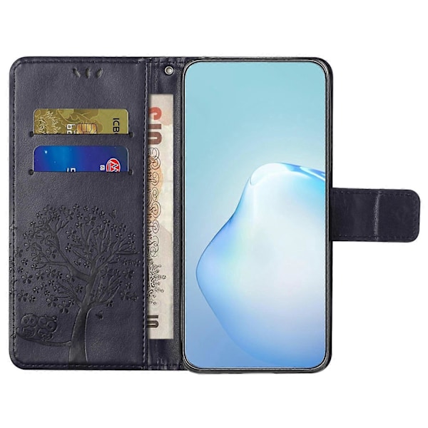 Til Samsung Galaxy A15 5G Etui Ugle Træ Præget Læder Flip Telefon Cover med Pung Multicolor Style G