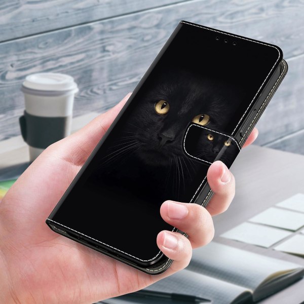 Plånbok Phone case För Motorola Moto G54 5g Case 3d Mönsterutskrift Läder Flip Cover Black Cat