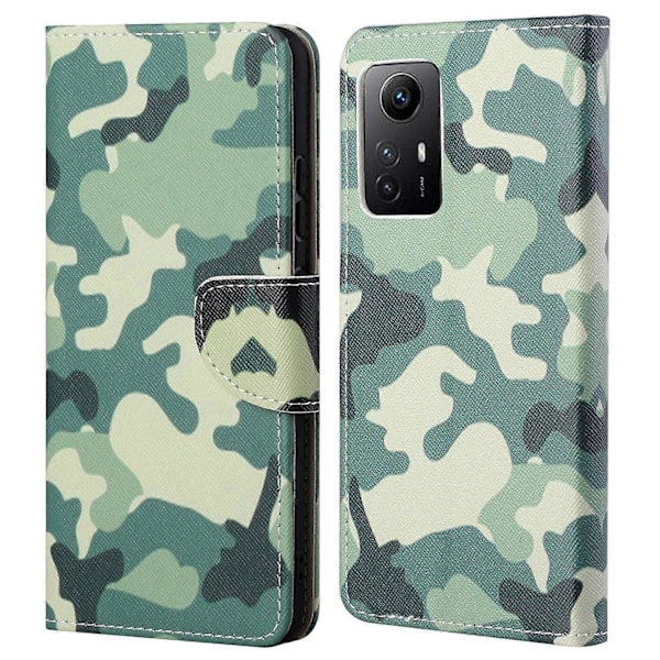 Xiaomi Redmi Note 12S 4G -puhelimelle kuvioitu nahkainen suojakotelo lompakolla ja jalustalla Multicolor Style A