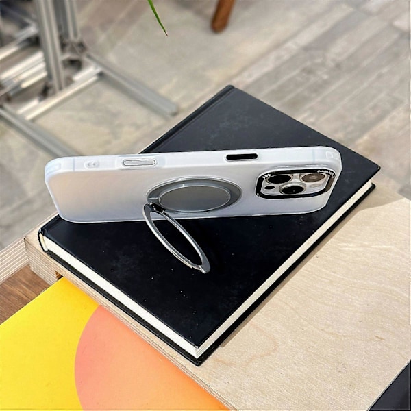 iPhone 16 Pro Magneettinen Suojakotelo Pyörivällä Jalustalla Aaltoileva TPU+PC Puhelinkuori Multicolor Titanium Grey