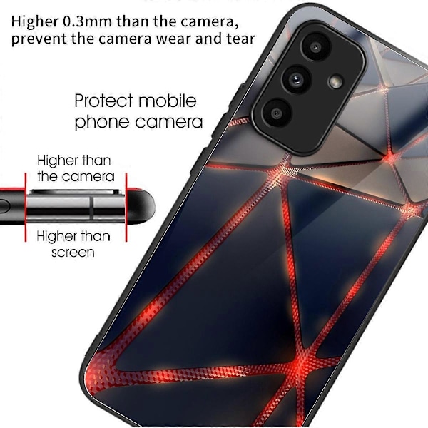Til Samsung Galaxy A15 4G/5G Hærdet Glas Cover Stødsikker Beskyttelse Mønsterprint Multicolor Red Line