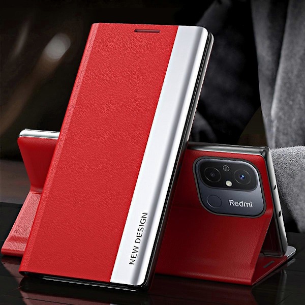 För Xiaomi Redmi 12C 4G PU Läder Flip Ställ Telefonfodral Elektroplätering Stöttåligt Skal Multicolor Style B