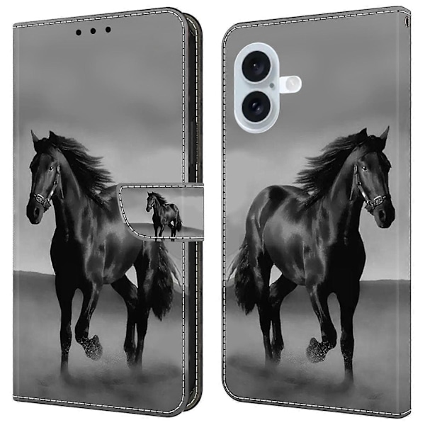 iPhone 16 Plus -lompakkokotelo magneettilukolla ja 3D-kuviollisella nahkapuhelinkuoressa Multicolor Style Q