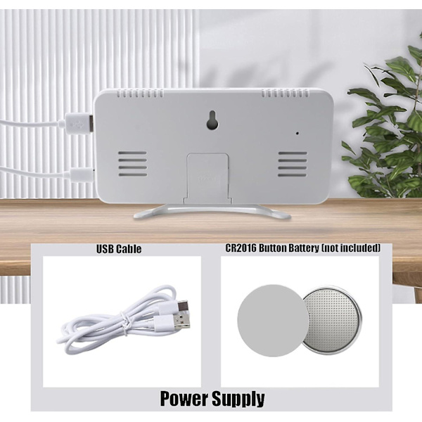 Spegelklocka USB -laddning Vibrationslarmfunktion LED-vibrationsväckarklocka Abs förinställd snooze med 4 funktionstangenter för sovrum till vardagsrum