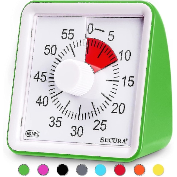 60-minutters Visuel Timer, Klasse Nedtællingsur, Lydløs Timer Til Børn Og Voksne