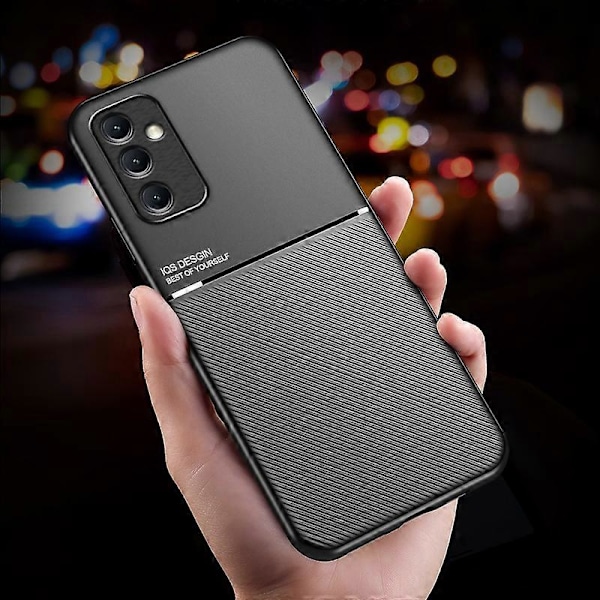 För Samsung Galaxy M14 5G Mobilskal Linjer Präglat Läder+TPU Skydd Stödjer Magnetisk Bilhållare Multicolor Style C