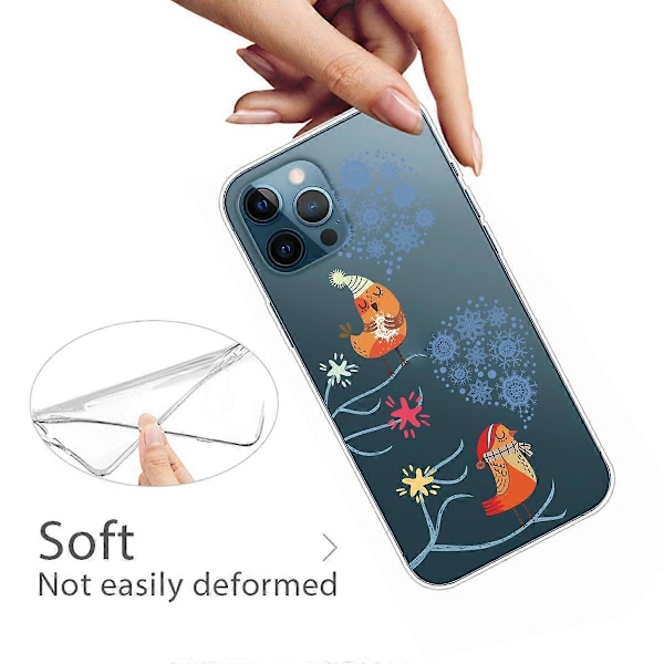 Til iPhone 16 Pro Max Cover Julemønster Print Blød TPU Telefon Cover - Sokker og Gaver Multicolor Birds