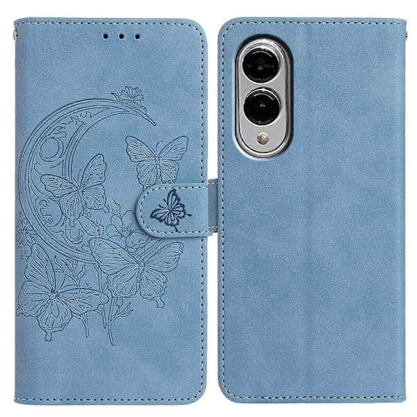 Fodral för Samsung Galaxy S25 Edge med fjärils- och blomstermönster, PU-läder, plånboksfodral med stativ Multicolor Sky Blue