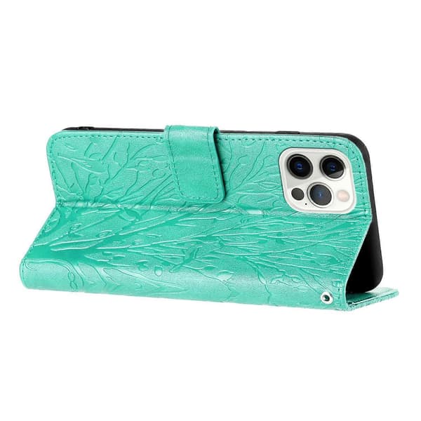 Solid farve iPhone 15 Pro Max etui med præget læder og stander Multicolor Style B