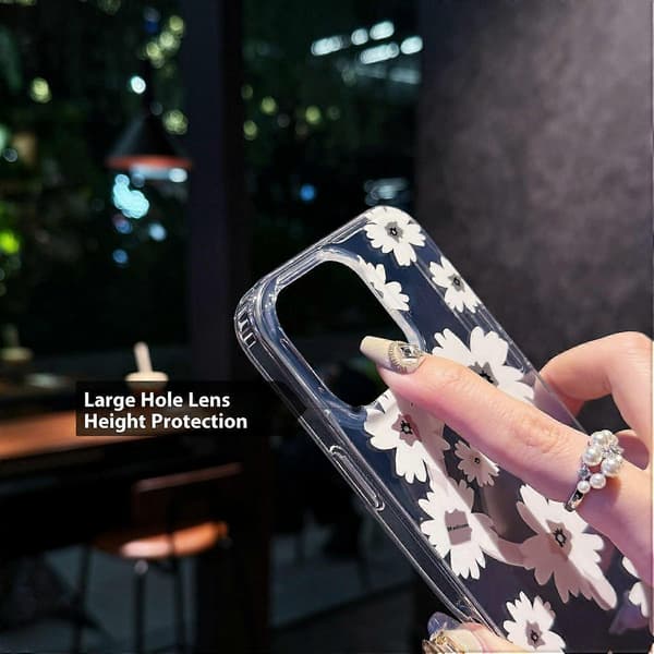 Magnetisk IMD blomstermønster TPU+PC klart bakdeksel til iPhone 16 Pro Max Multicolor Style C