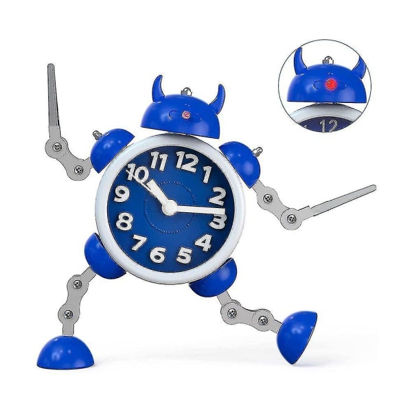 Barnväckarklocka Pojkar Flickor Robotväckarklocka Analog Barnväckarklocka Ingen tickande Tyst väckarklocka blue