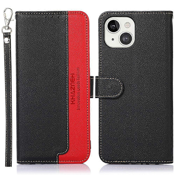 KHAZNEH RFID Design Litchi Textur Stöldskyddsfunktion Läderfodral för iPhone 13