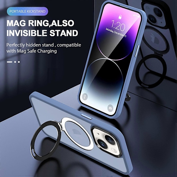 För iPhone 13/14 6.1 tum Kompatibelt med MagSafe Mobilskal PC+TPU Ring Ställ Skyddande Fodral Multicolor Style C