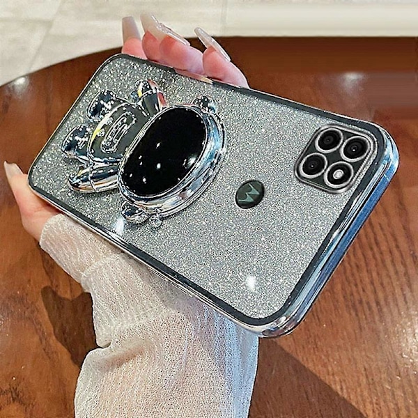 Motorola Moto G9 Power -kotelo, galvanointi PC+TPU Astronaut Kickstand -puhelinkuori Multicolor Silver