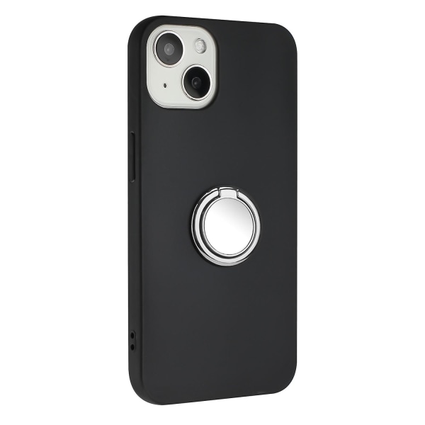 Matt Tpu- case för Iphone 15 Plus, spegelliknande ring Kickstand Phone Shell anti-scratch Cover Silver