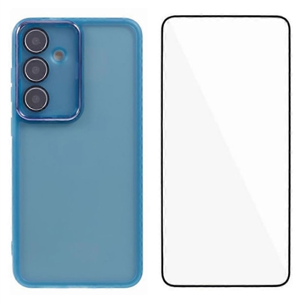WANLONFENG DKSM-serien til Samsung Galaxy S25 TPU-etui Elektropletteret ramme med hærdet glas Multicolor Style D