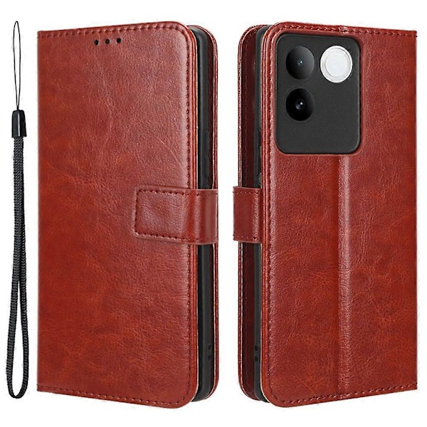 För vivo S17e 5G Anti-Fingerprint Telefonfodral Plånbok PU Läder Mobiltelefon Ställ Skydd Multicolor Style C