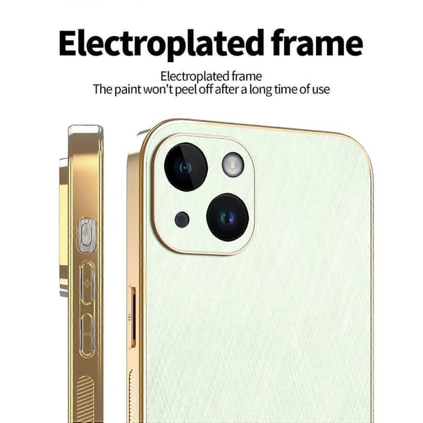 KADEM Cover til iPhone 14 Elektroplettering Silke Tekstur PU+TPU Telefon Bagcover Multicolor Green