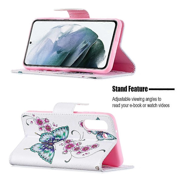 Wallet Design Mønster Print Fuld Beskyttelse Læder Stand Cover Case til Samsung Galaxy S21 FE 5G