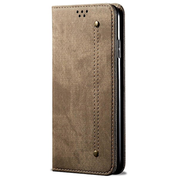 Plånboksfodral i PU-läder med jeanstextur för OnePlus Ace 3 5G/12R 5G Multicolor Khaki