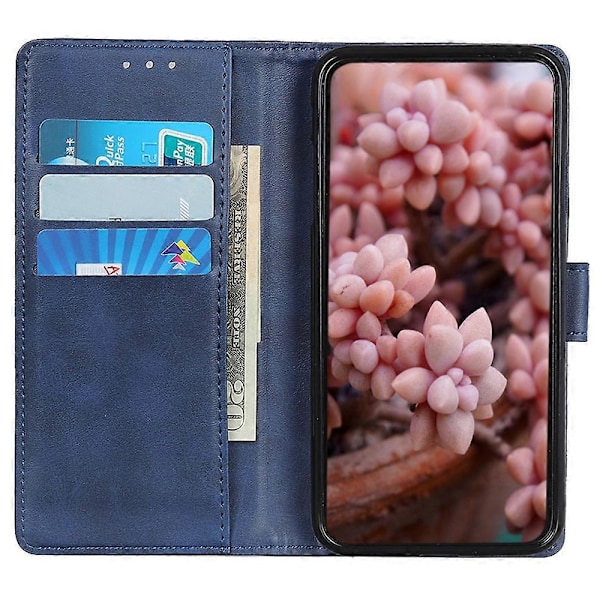 Til Xiaomi Poco C75 4G/Redmi 14R 5G/14C 4G Stand Wallet Case Ko Læder Tekstur Læder Telefon Cover Multicolor Blue