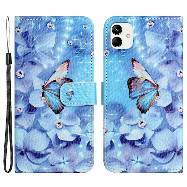 Til Motorola Moto G54 5G Etui Mønstertryk Anti-Drop PU Wallet Telefon Etui med Rem Multicolor Style H
