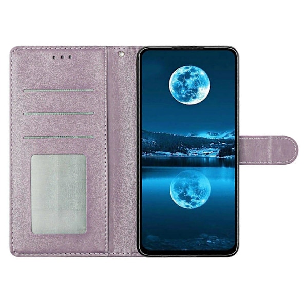 Læder telefoncover med pung, stativ og praktisk rem til iPhone 14 - Grøn Multicolor Purple