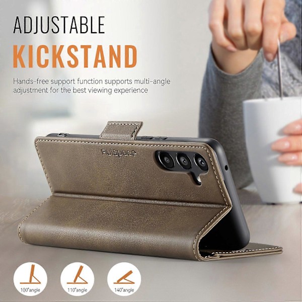 För Samsung Galaxy A34 5G Fodral AUTSPACE A11 RFID-blockerande Retro Läder Mobiltelefon Plånboksfodral Multicolor Brown
