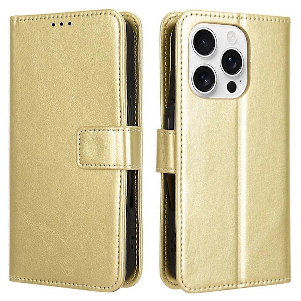 Til iPhone 16 Pro Cover Crazy Horse Tekstur PU Læder Telefon Wallet Cover Multicolor Style C