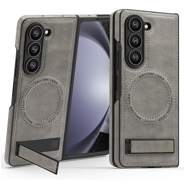 Skal för Samsung Galaxy Z Fold5 5G Kompatibelt med MagSafe PC+PU Ställ Telefonskydd Multicolor Grey