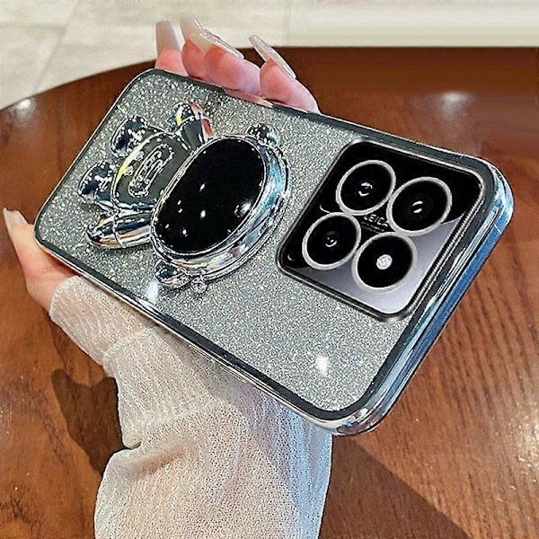 Til Xiaomi 14 Etui Stødsikkert Astronaut Stativ Elektroplettering Mobiltelefon Cover Multicolor Silver