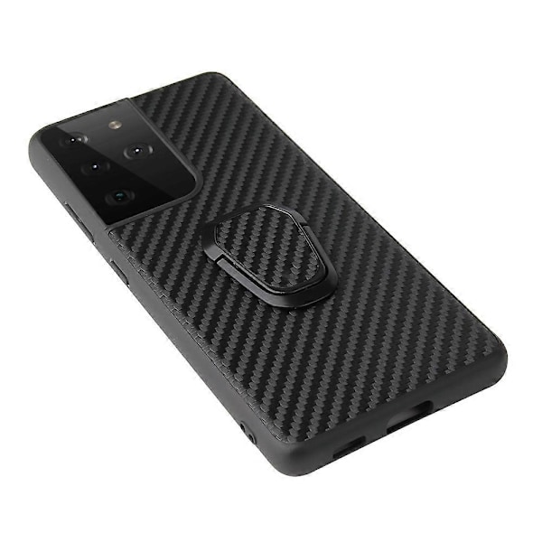 Ringformad Stöd Design Telefonskal Överdrag Belagt med PU-läder för Samsung Galaxy S21 Ultra 5G