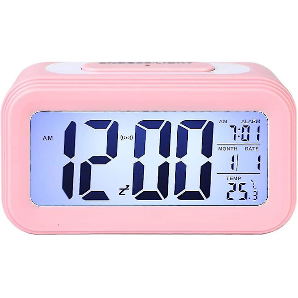 Wake Up Radio Alarm C LED Digital Display Elektronisk temperaturbordslarm C USB Laddning Studentbänk Cs Sun Pink 13.6x4.6x7.5cm