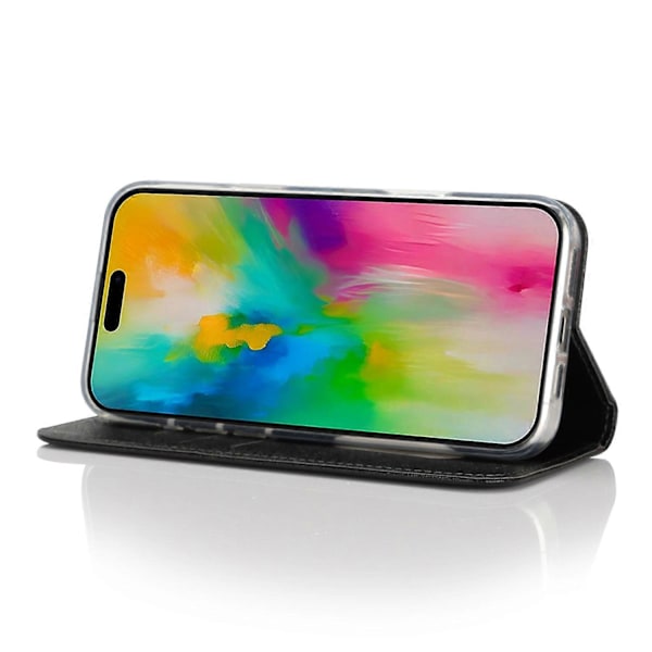 För iPhone 16 Pro Fodral PU Läder Silkeslen Textur Magnetisk Flip Telefonfodral Multicolor Style A
