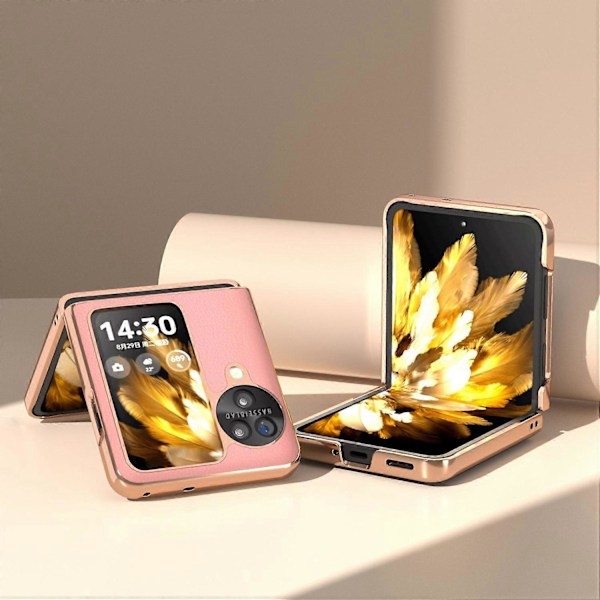 Aito nahkainen suojakotelo Oppo Find N3 Flip 5G -puhelimelle, lehmännahkaa+PC, galvanoidulla pinnoitteella Multicolor Style D