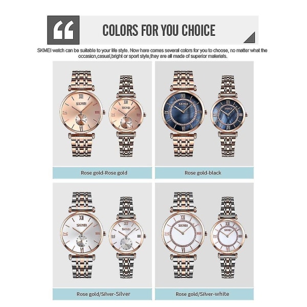 Skmei 9198 Quartz Ur til Par Rose Gold Black Women